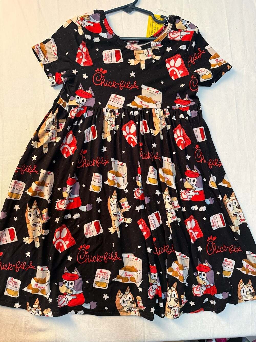 NWT Bluey & Chick-fil-A Bamboo Dress Girls Short Sleeve Twirl Dress 5-6T